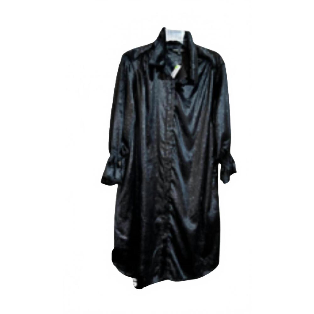 NEW BOHO CHIC women's lurex shirt dress in black